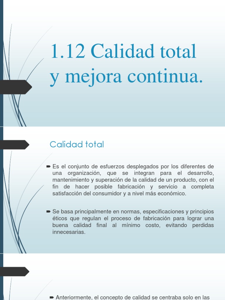 Calidad Total y Mejora Continua | PDF | Finanzas y dinero