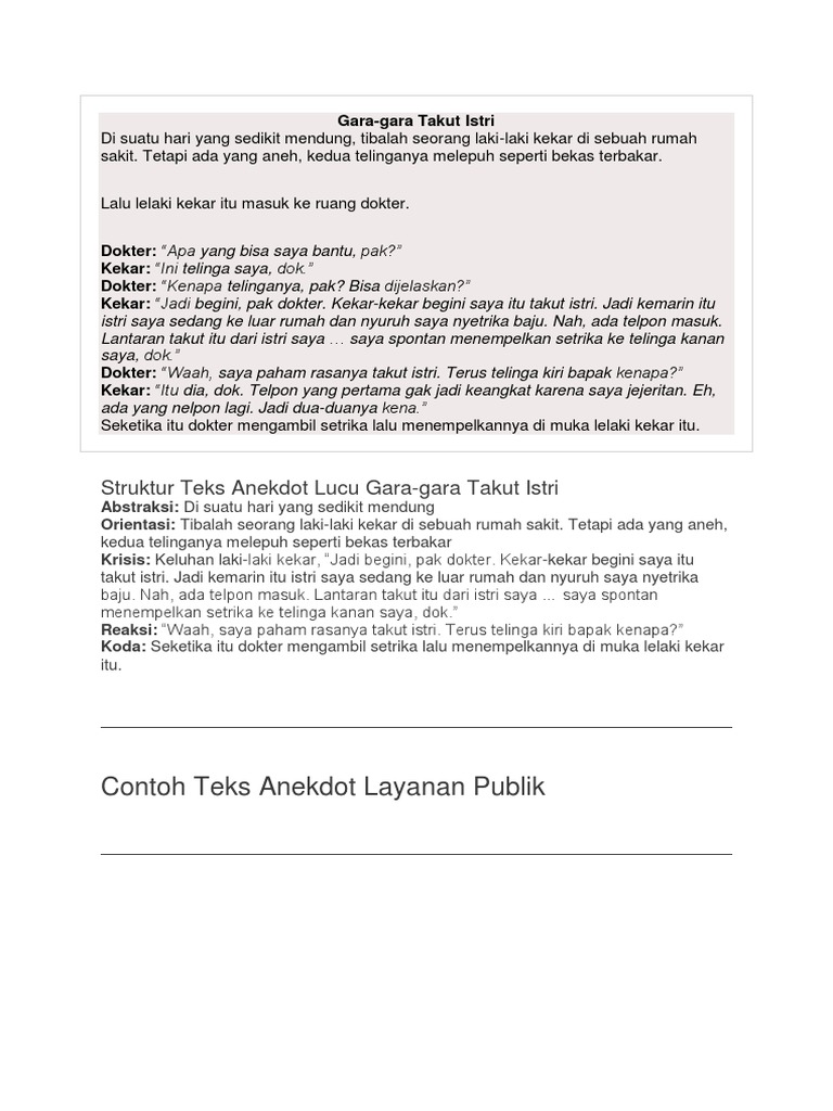Contoh Teks Anekdot Tentang Layanan Publik Di Rumah Sakit