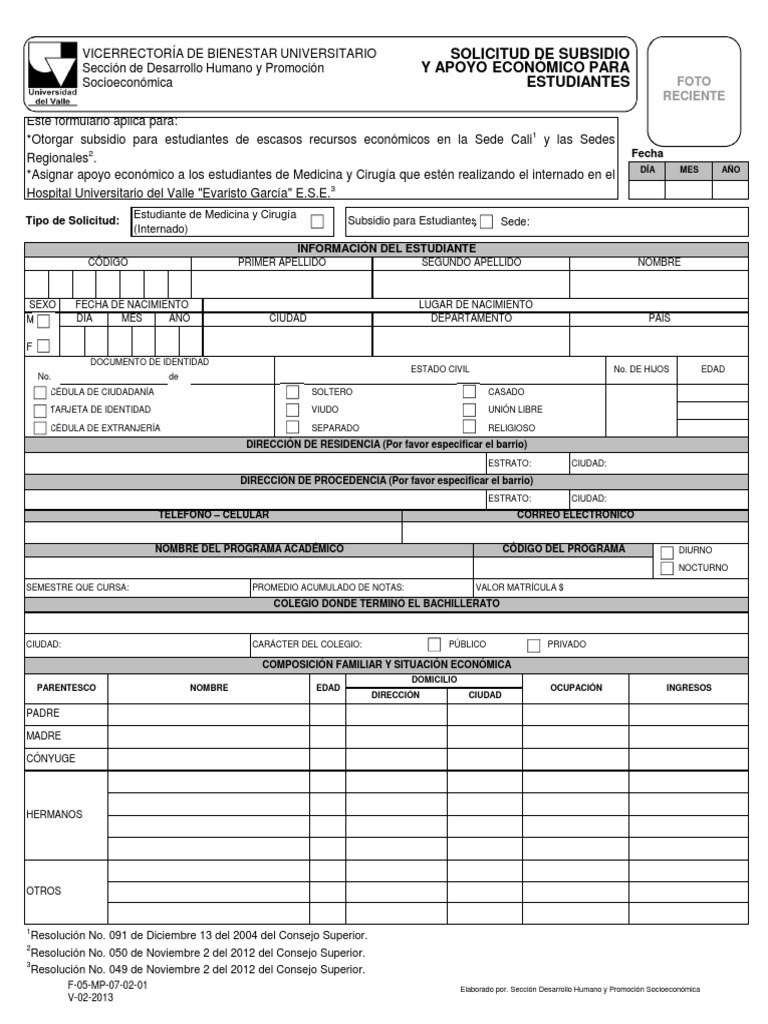 Formato Solicitud Subsidio PDF | PDF