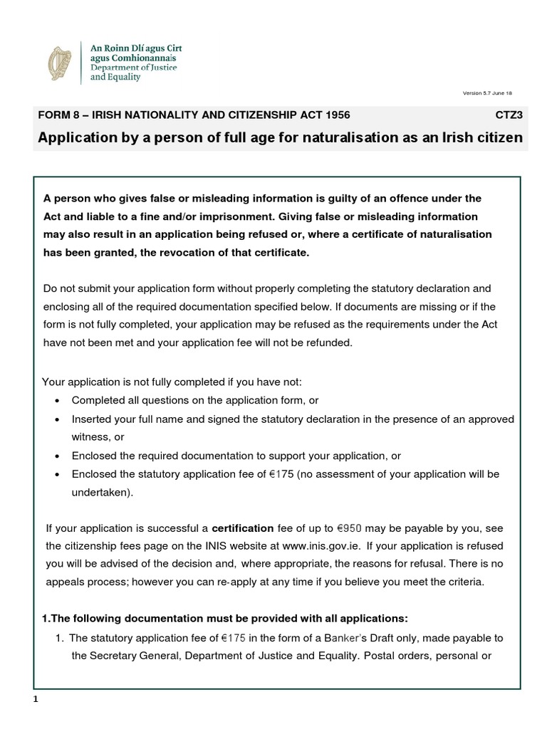 Application Requirements for Irish Citizenship A Guide to