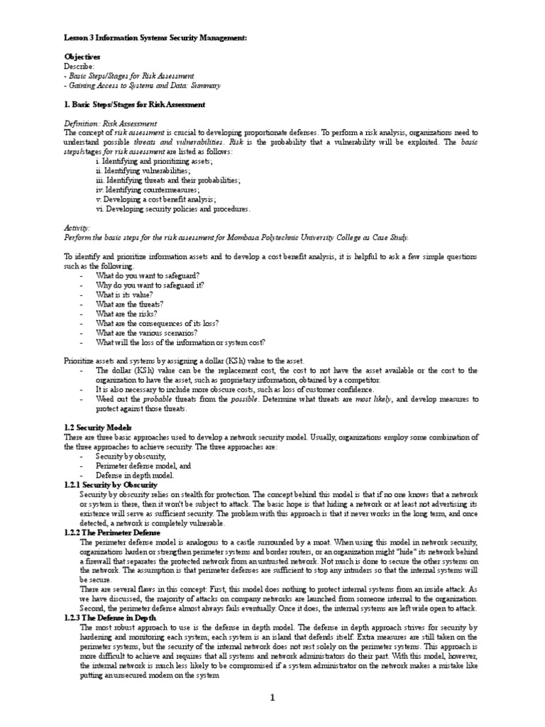 Risk Assessment in Information Security | PDF | Password | Network Switch