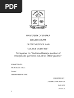 University of Dhaka Bba Program Department of A&Is Cource Code:4201 Term Paper On "Backward Linkage Position of Readymade Garments Industries of Bangladesh"