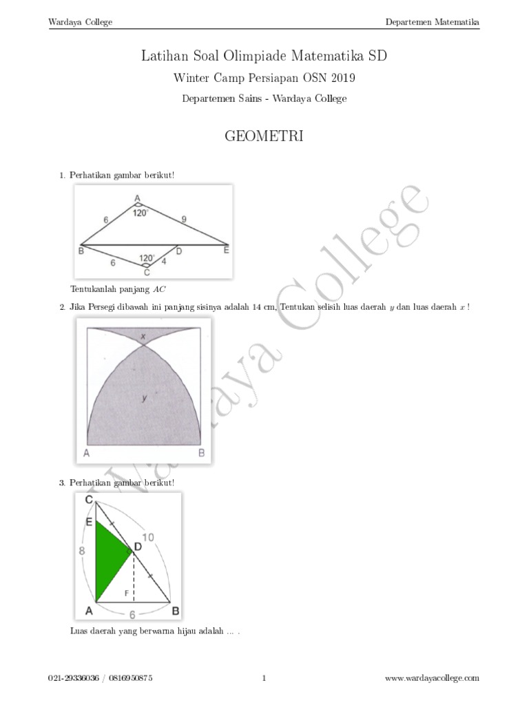 2018 12 Latihan Soal Olimpiade Sd Matematika Geometri