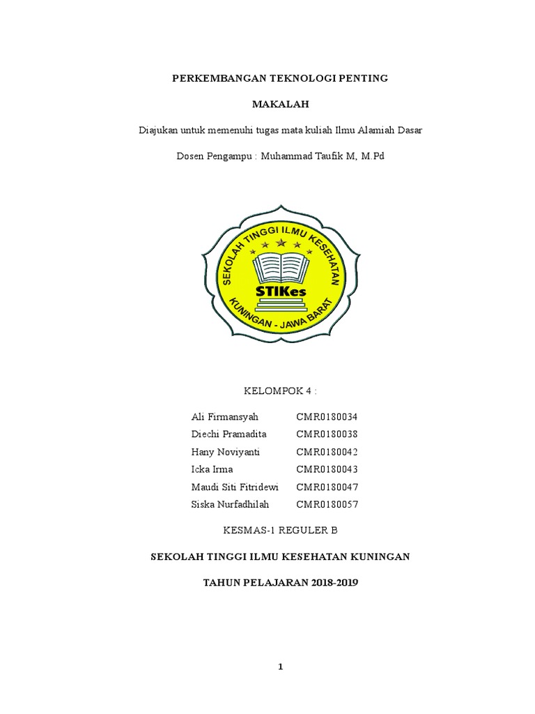 Makalah Ilmu Alamiah Dasar Perkembangan Teknologi