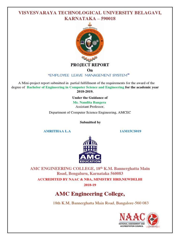 Employee Leave Management System Project Report Vtu Pdf Academic