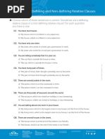 Defining & Non-Defining Exercises With Answers PDF | PDF