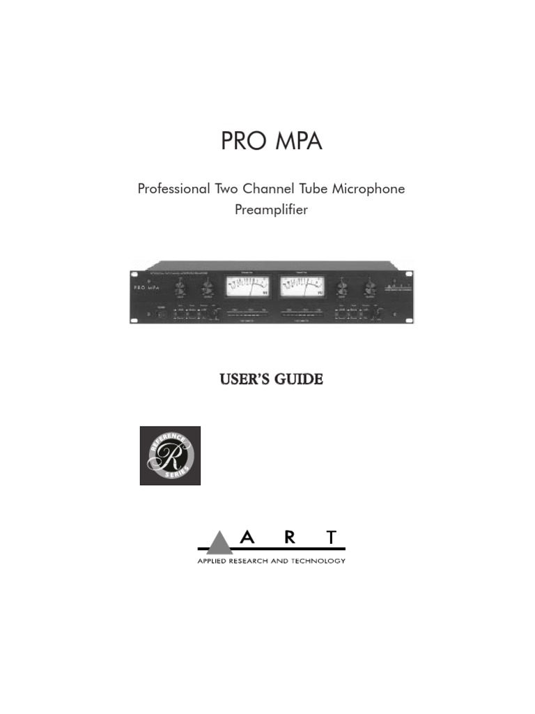 Pro mpa professional two channel tube microphone preamplifier pdf