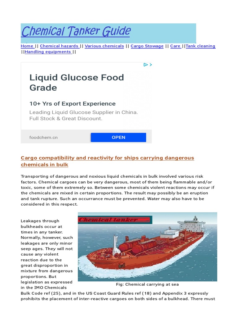 Cargo Compatibility - HTML | PDF | Oil Tanker | Polymerization