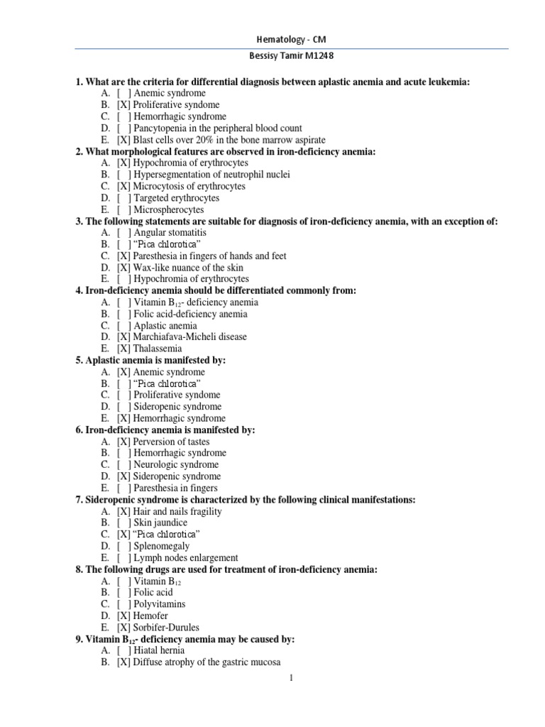 Hematology Differential Diagnosis Guide | PDF | Lymphoma | Anemia