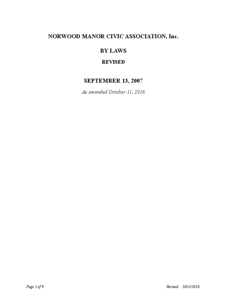 Norwood Manor Civic Association Bylaws PDF Committee Chairman