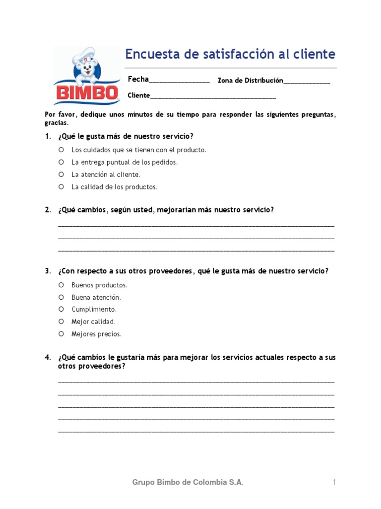 Encuesta de Satisfacción Al Cliente