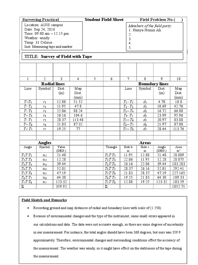 TITLE: Survey of Field With Tape | PDF | Measurement | Scientific ...