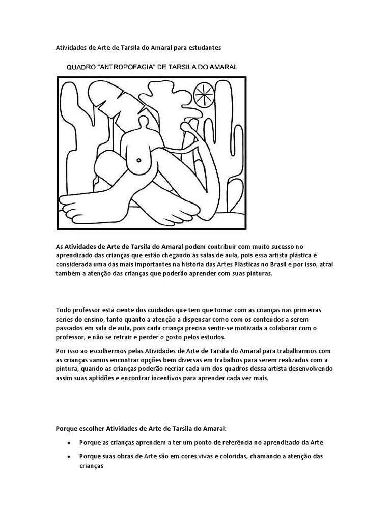 Atividades de Arte: Tarsila do Amaral | PDF | Pinturas | Escultura