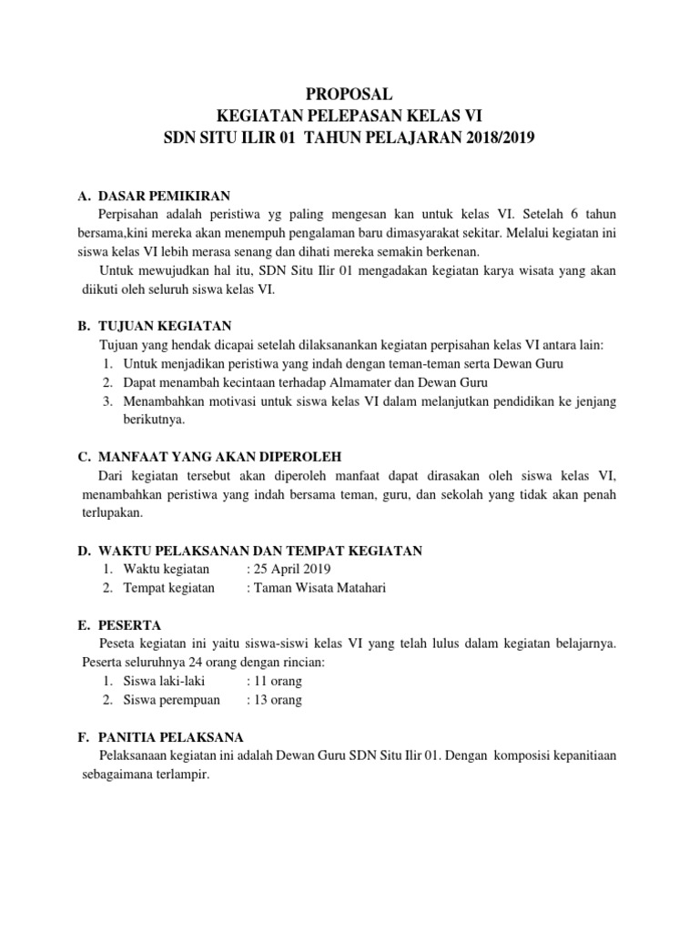 Contoh Proposal Perpisahan Sekolah Rismax