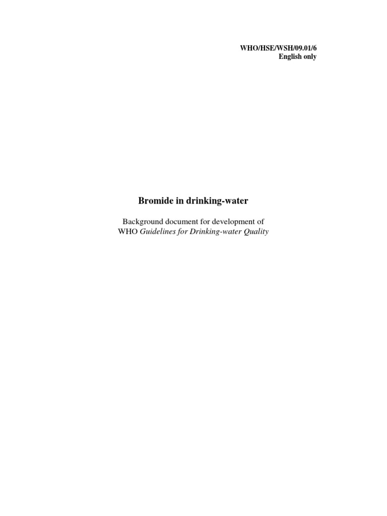 Bromide in Drinking Water A Background Document for Developing WHO