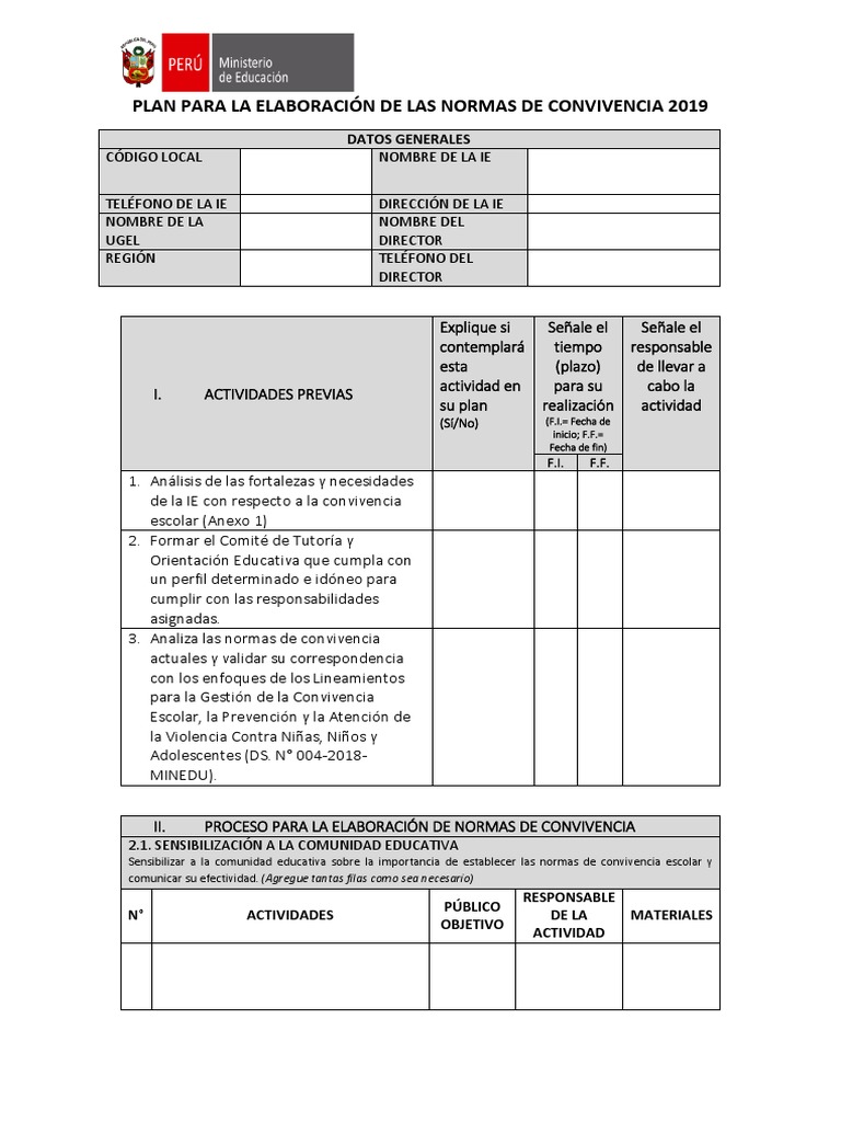 7 Plan para La Elaboración de Las Normas de Convivencia | PDF