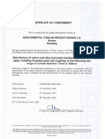 Certificate of Conformity 0038-Ped-buc0800208-A Arcelormittal Teava Dn300