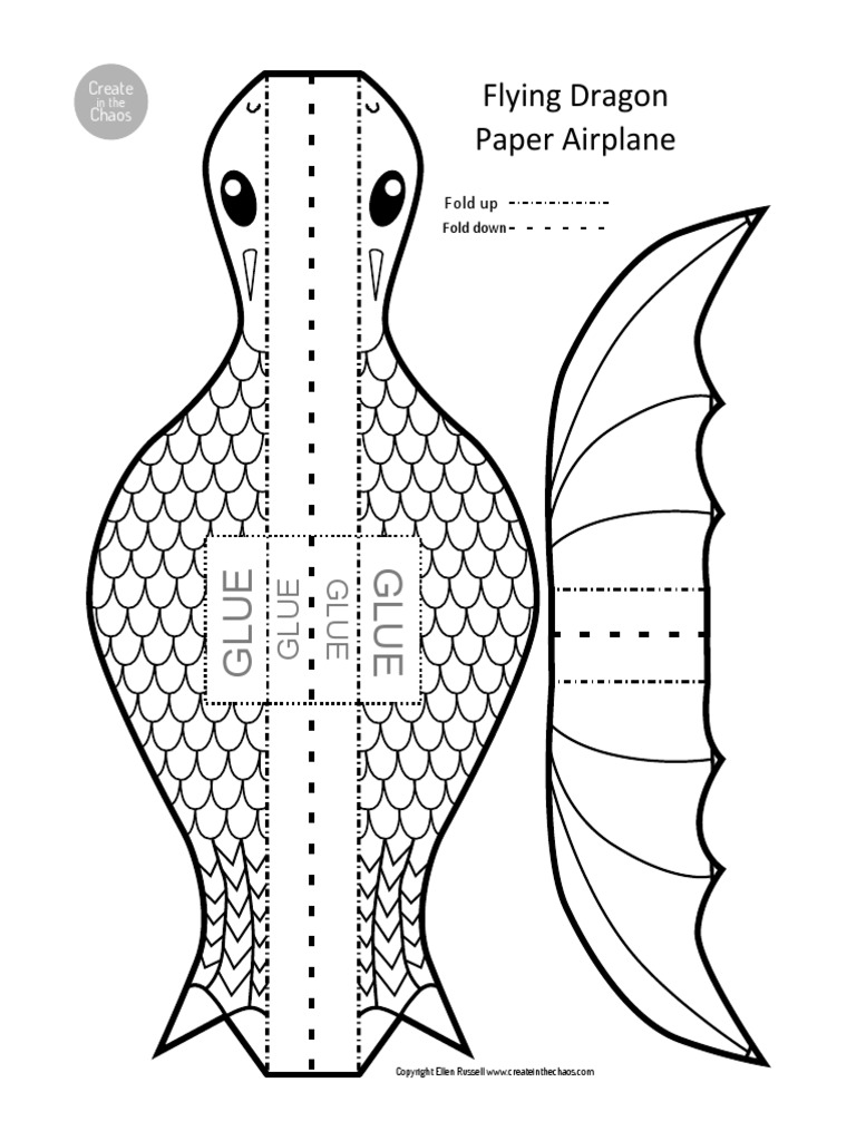 Instructions for Crafting a Flying Dragon Paper Airplane with Folding