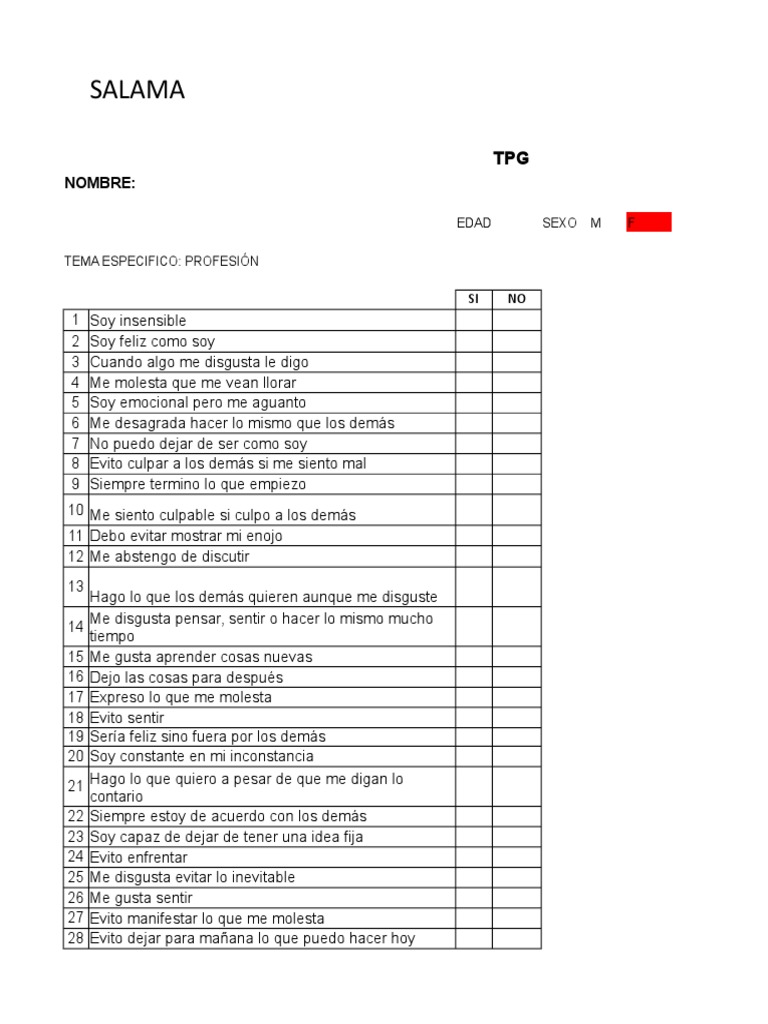 Test de Salama | PDF