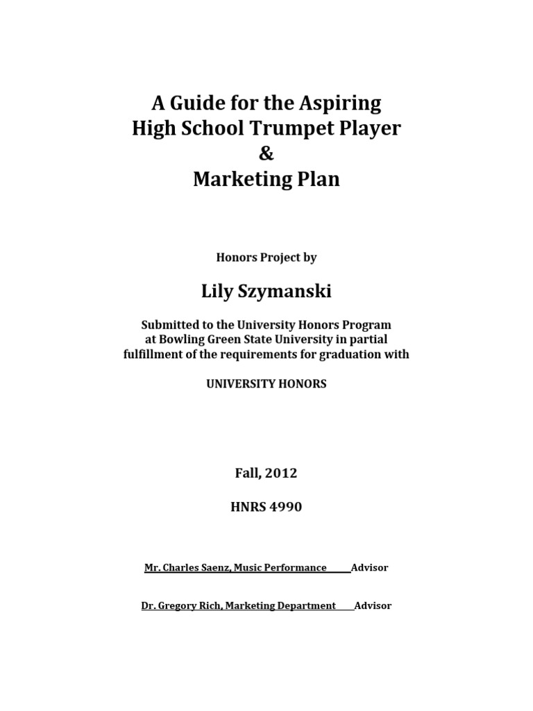 Marketing Plan For Trumpet Handbook PDF Advertising Pitch (Music)