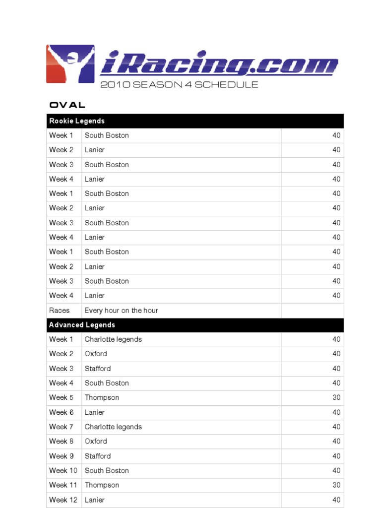 Iracing Season 4 PDF Stock Car Racing Motorsport