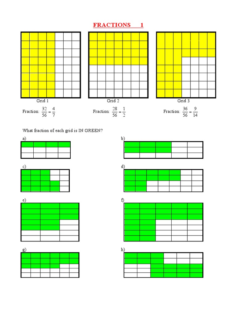 Understanding Fractions in Grids | PDF