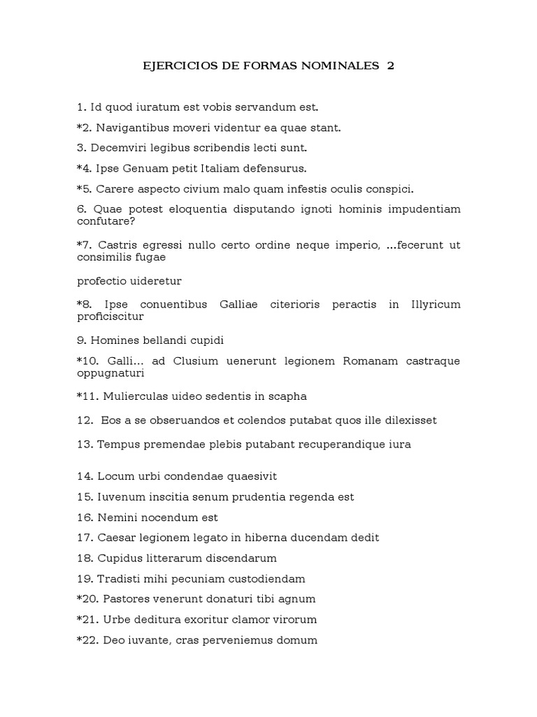 Ejercicios. Formas Nominales 2 | PDF