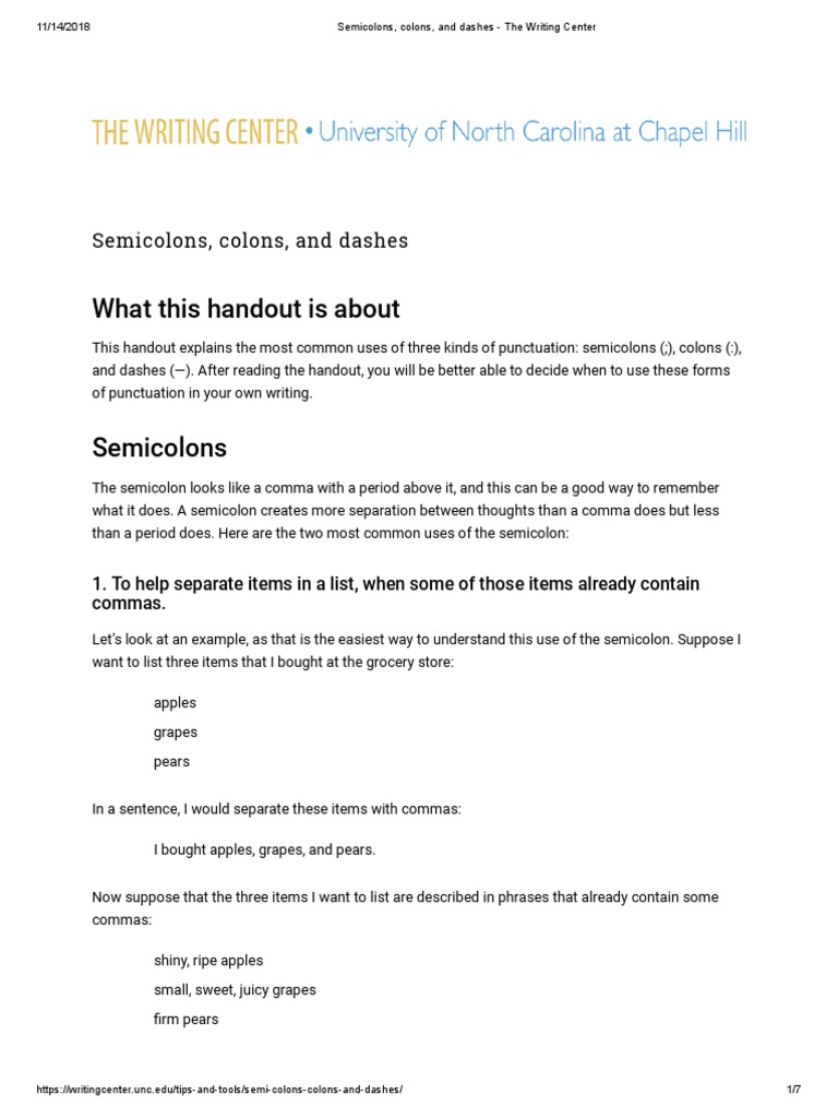Punctuation Guide: Semicolons, Colons, Dashes | PDF | Comma | Punctuation