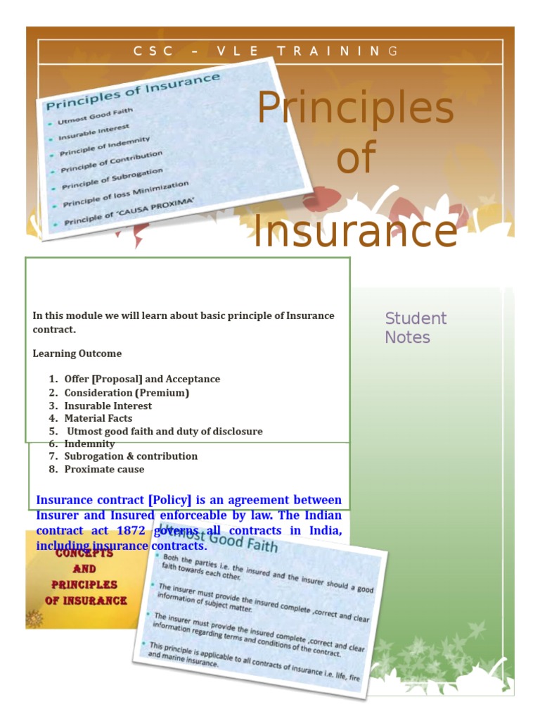 Key Principles of Insurance Explained | PDF | Insurance | Subrogation