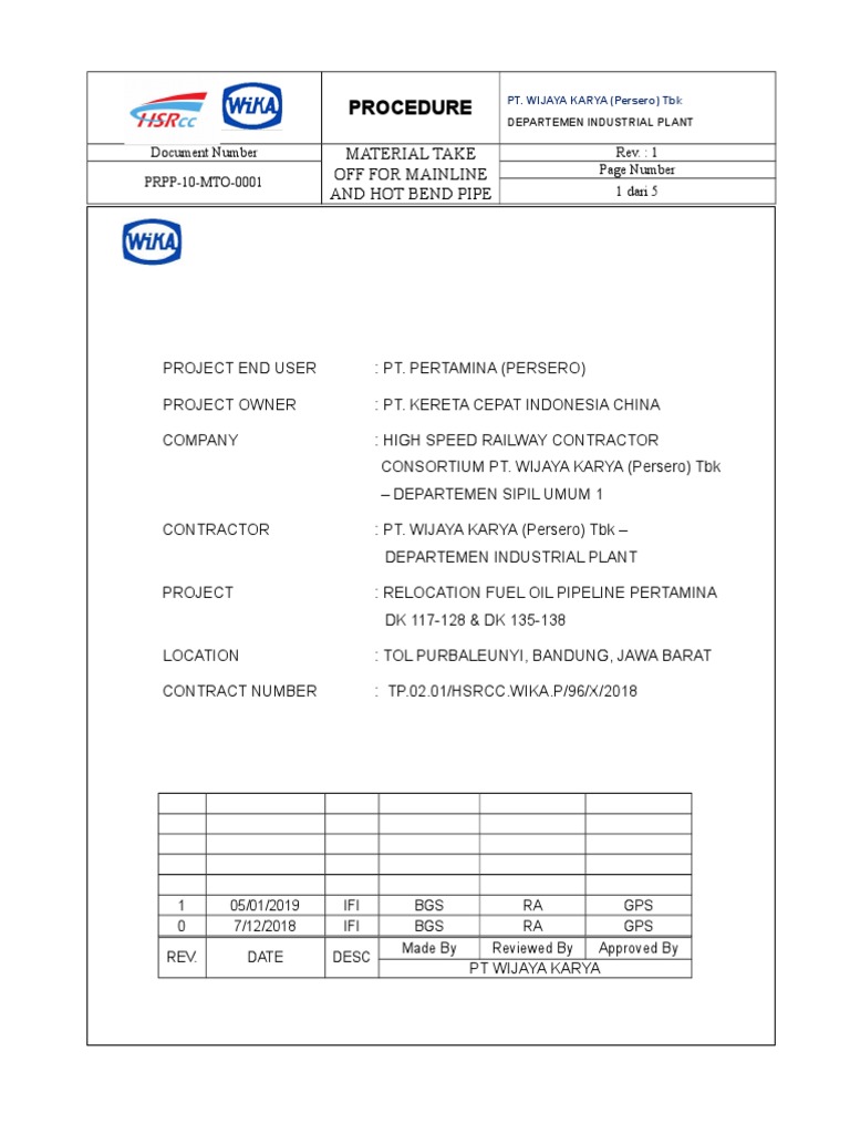 Prpp-10-Mto-0001 Mto Main Line Rev 1 | PDF | Pipeline Transport | Pipe ...