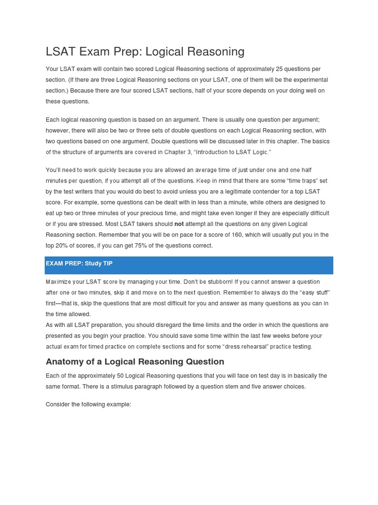 LSAT Logical Reasoning Strategies | PDF | Law School Admission Test ...