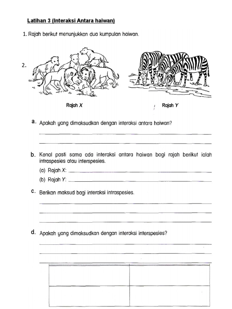 Latihan Sains Tahun 6 Interaksi Antara Hidupan  Riset