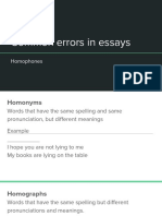 Common Errors in Essays - Homophones