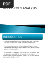 Break Even Analysis