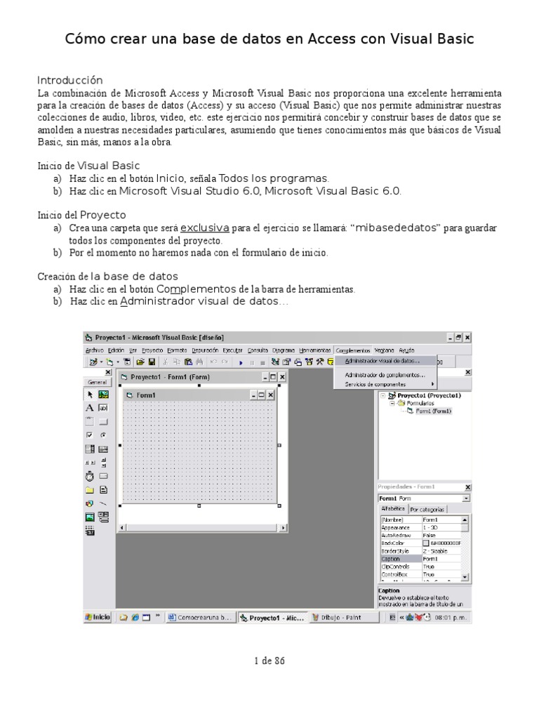 Como Crear Una Base de Datos Con Visual Basic | PDF | Point and Click ...