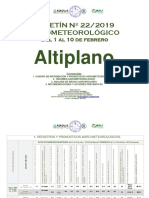 Boletín #22.2019 Agrometeorológico Del 1 Al 10 de Febrero Altiplano