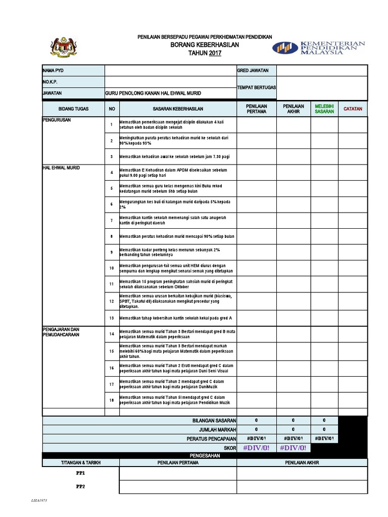 Borang Keberhasilan - GPK Hem | PDF