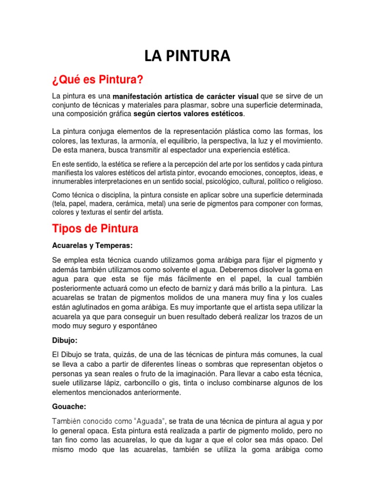 Los Fundamentos De La Pintura Definición Técnicas Y Tipos Pdf