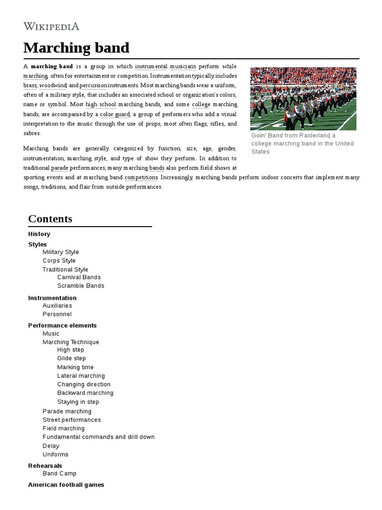 Marching Band PDF | PDF | Musical Instruments | Jazz Music