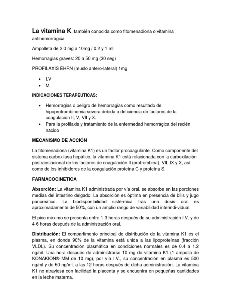 La Vitamina K | PDF | Farmacología | Medicina
