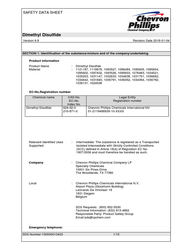 Dimethyl Disulfide Safety Data Sheet PDF Toxicity Dangerous Goods