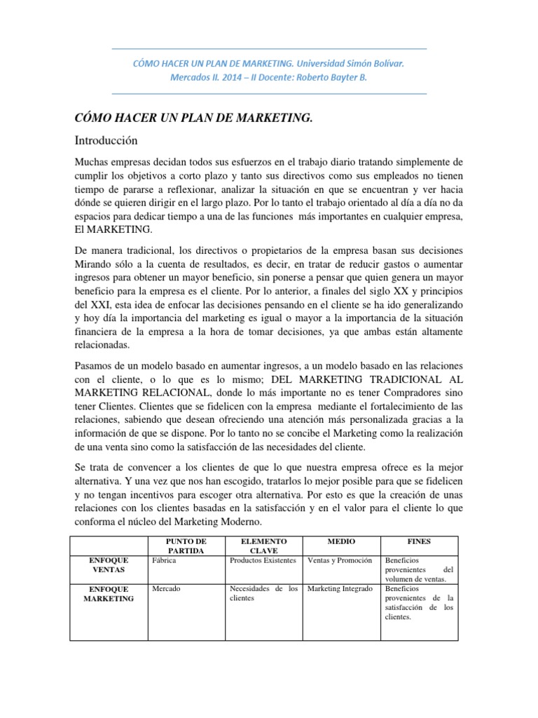 Cómo Elaborar un Plan de Marketing | PDF | Marketing | Análisis FODA