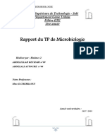 Rapport Du TP de Microbiologie: École Supérieure de Technologie - Salé Département Génie Urbain Filière ETE 1ère Année