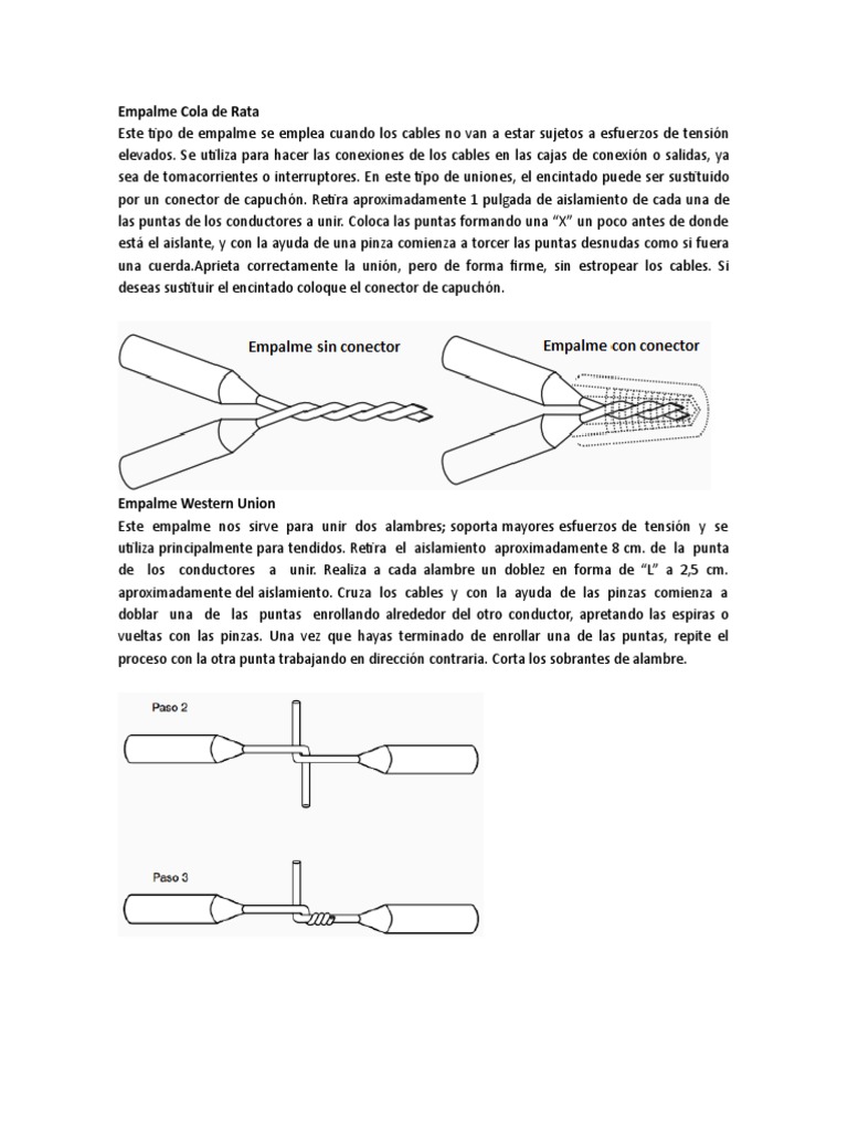 Empalme Cola de Rata | PDF | Cable | Electricidad