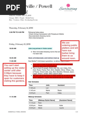 J&M Final Wedding Timeline