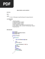 Branching and Looping EX - NO:1 Date: Aim:: Program