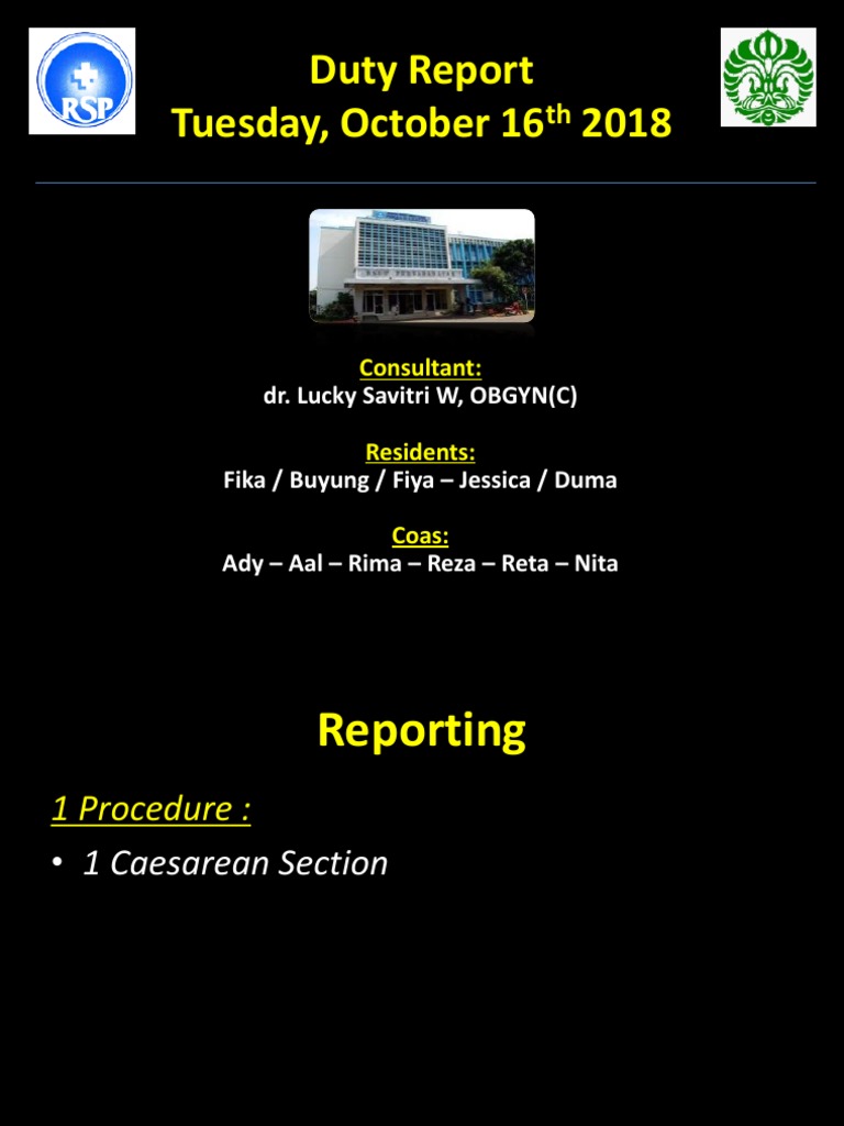 Caesarean Section Duty Report - Oct 2018 | PDF