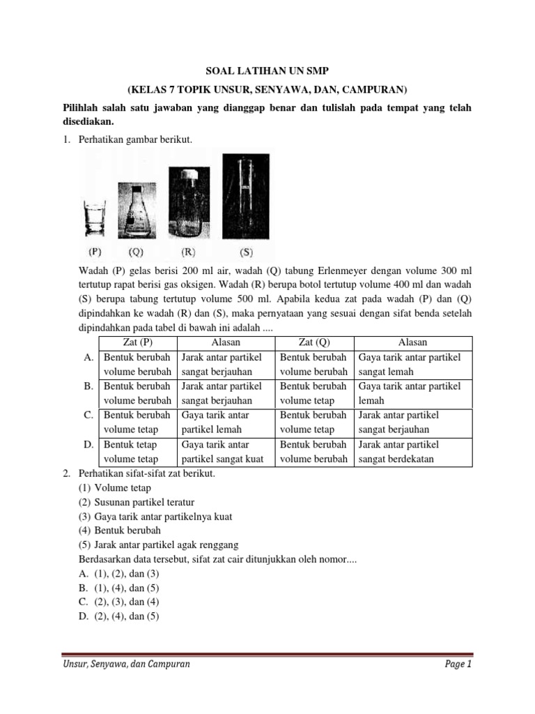 Latihan Soal Kelas 7 Materi Perubahan Zat - Soal Kumplit