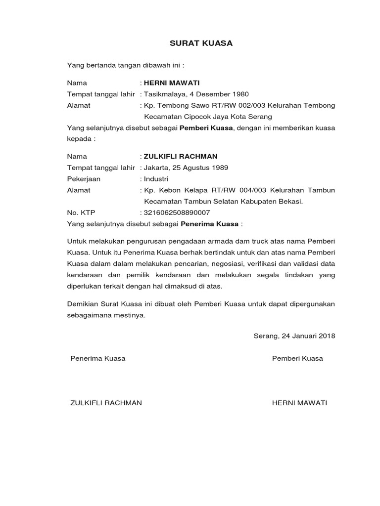 Surat Kuasa Pdf