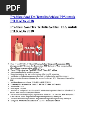 Prediksi Soal Tes Tertulis Seleksi Pps Untuk Pilkada 2018